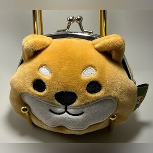Rare Vintage Friendshill Shiba Inu Dog Shibatasan Plush Kiss Lock Coin Purse